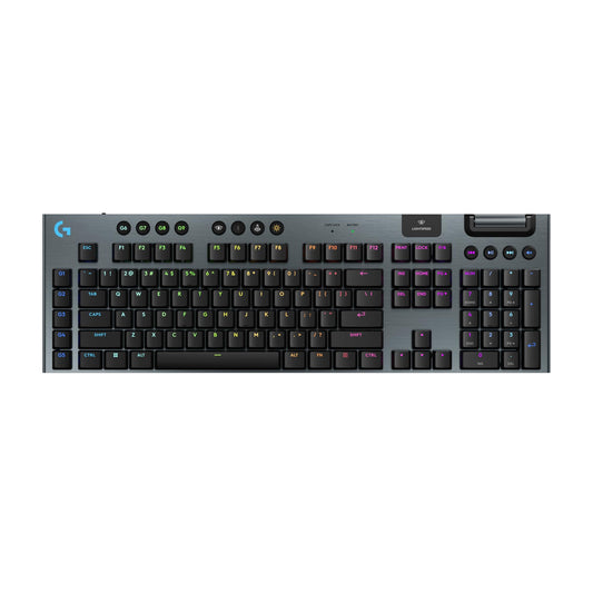 Logitech G915 X Lightspeed wireless keyboard, low profile switches, RGB, PBT keycaps.