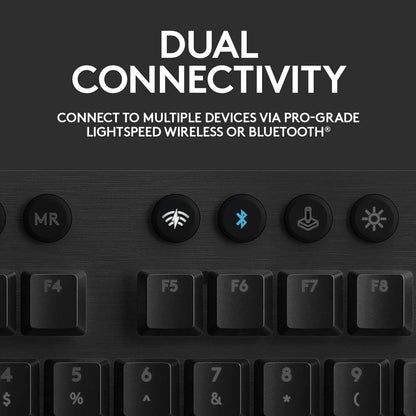 Logitech G915 wireless mechanical gaming keyboard, low profile clicky switches, RGB, Bluetooth + Lightspeed.