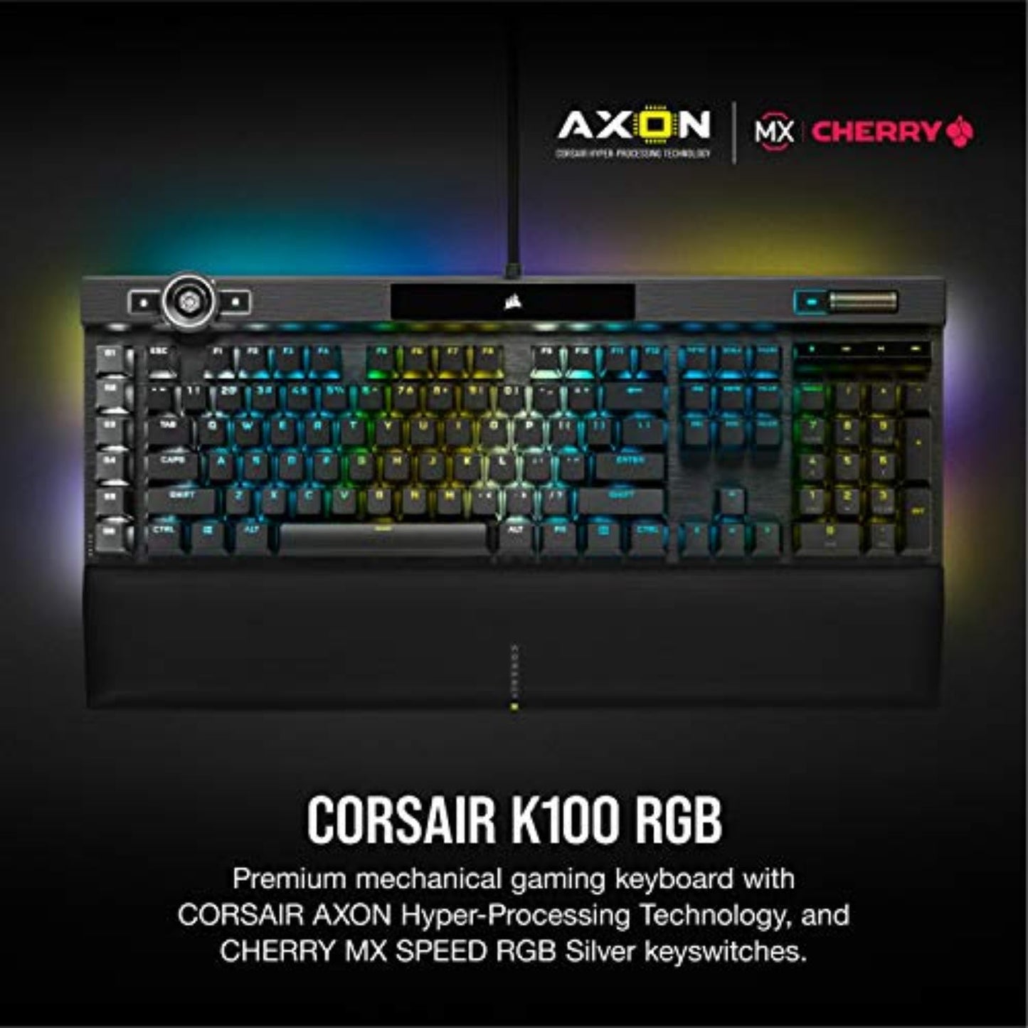 Corsair K100 RGB mechanical keyboard, Cherry MX Speed, RGB, PBT keycaps, Stream Deck support.