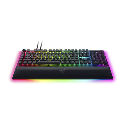 Razer BlackWidow V4 Pro wired keyboard, tactile switches, RGB, wrist rest, command dial.