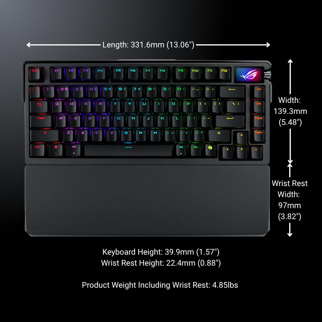 ASUS ROG Azoth Extreme 75% wireless keyboard, aluminum + carbon, OLED screen, RGB, hot-swap.