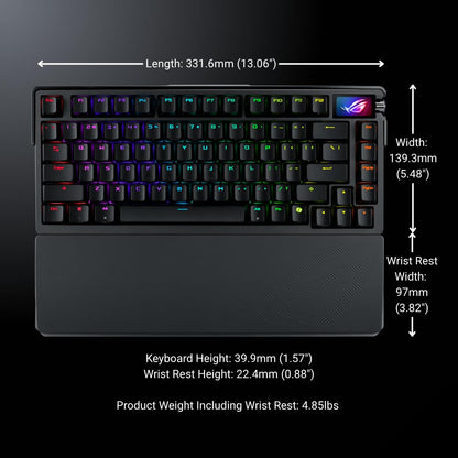 ASUS ROG Azoth Extreme 75% wireless keyboard, aluminum + carbon, OLED screen, RGB, hot-swap.