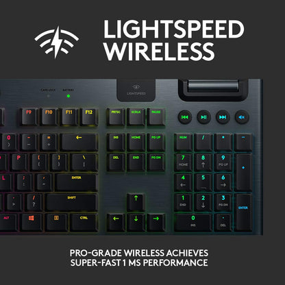 Logitech G915 wireless mechanical gaming keyboard, low profile clicky switches, RGB, Bluetooth + Lightspeed.