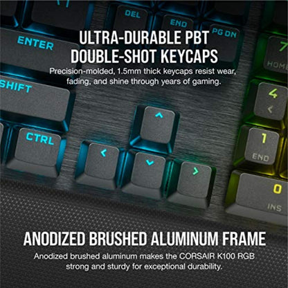 Corsair K100 RGB mechanical keyboard, Cherry MX Speed, RGB, PBT keycaps, Stream Deck support.