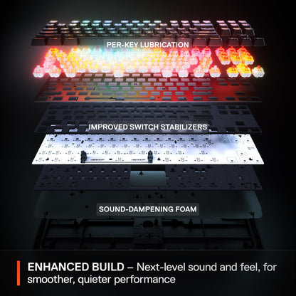 SteelSeries Apex Pro TKL Gen 3, adjustable OmniPoint switches, rapid trigger, OLED, RGB.