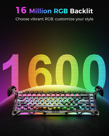 GravaStar Mercury V75 Pro HE wired 75% keyboard, Hall effect switches, 8000Hz, RGB cyberpunk design.