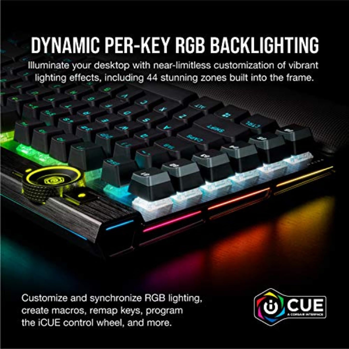 Corsair K100 RGB mechanical keyboard, Cherry MX Speed, RGB, PBT keycaps, Stream Deck support.