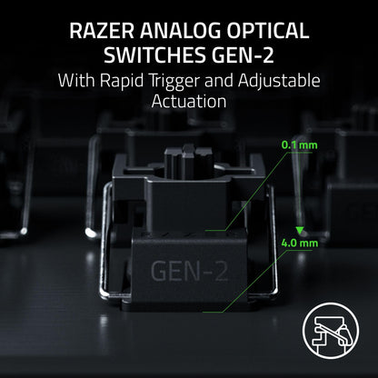 Razer Huntsman V3 Pro TKL, optical analog switches, 8K polling, rapid trigger, RGB.
