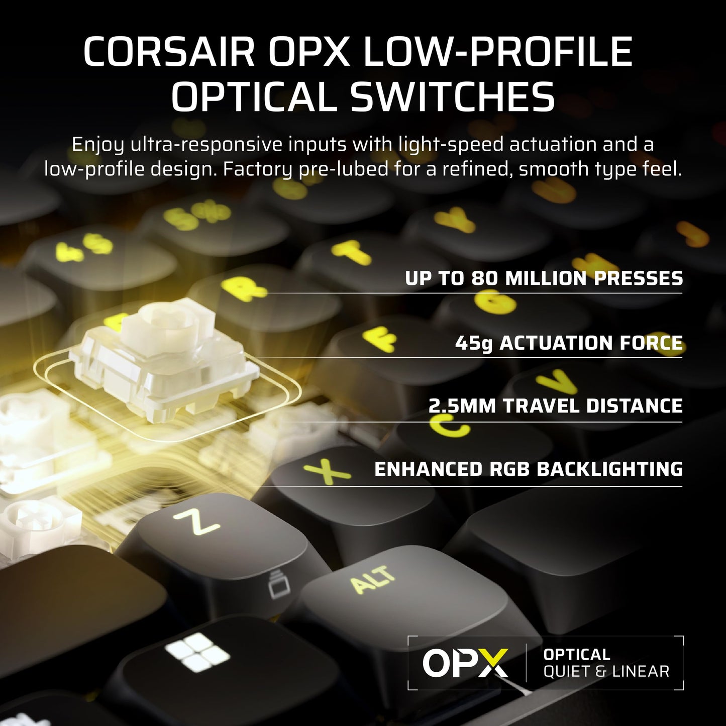 Corsair Vanguard AIR 99 low-profile wireless gaming keyboard, 99% layout, OPX switches, RGB, 8000Hz.