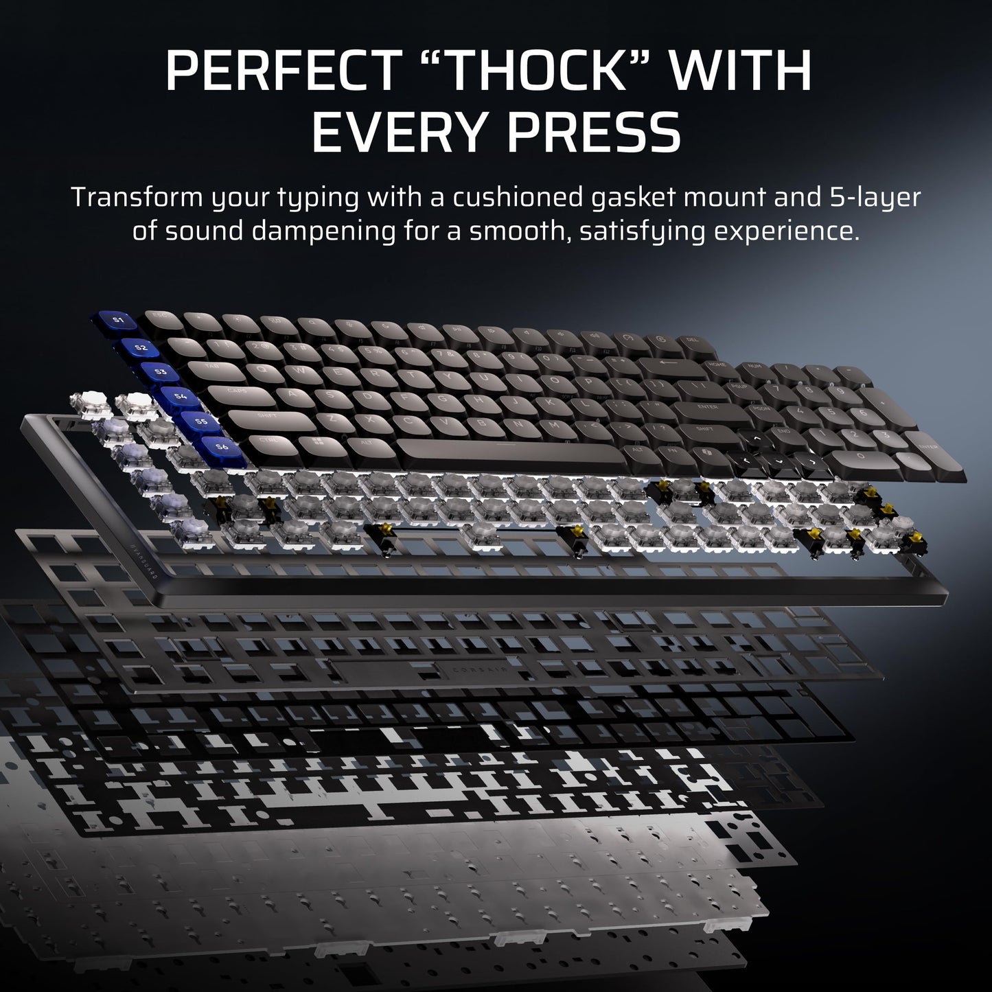 Corsair Vanguard AIR 99 low-profile wireless gaming keyboard, 99% layout, OPX switches, RGB, 8000Hz.