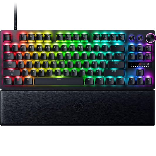 Razer Huntsman V3 Pro TKL, optical analog switches, 8K polling, rapid trigger, RGB.