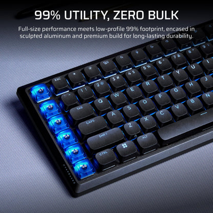 Corsair Vanguard AIR 99 low-profile wireless gaming keyboard, 99% layout, OPX switches, RGB, 8000Hz.